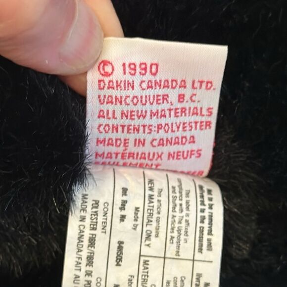 Dakin Black Bear Plush Collectable Soft Toy Animal 1990 Vintage Cute . Size 11” - Picture 9 of 9